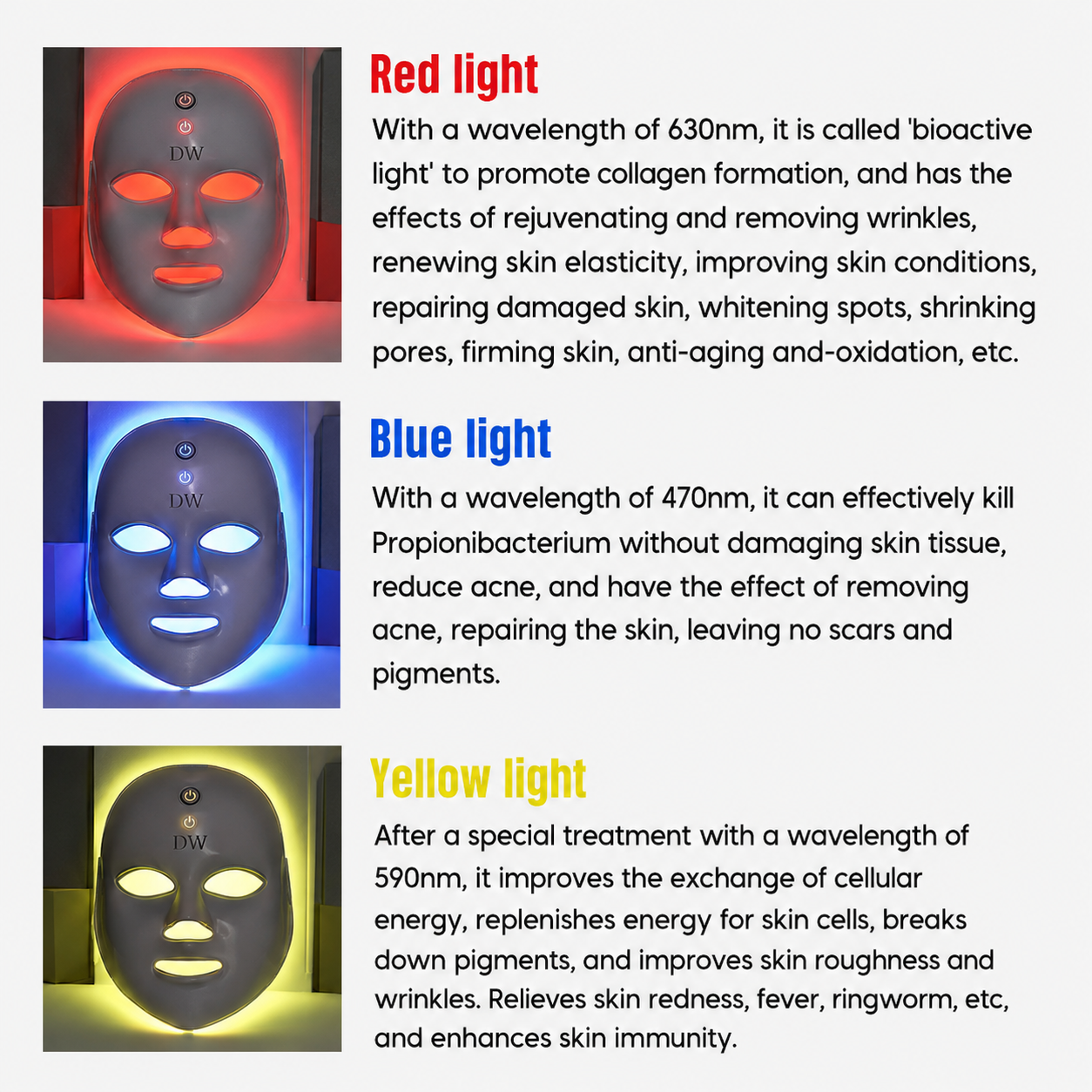 Desirewell Radiance 7-Color LED Facial Therapy Mask